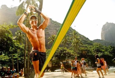 خرید Polyester Webbing Slackline راه رفتن طناب رنگ زرد با لوگو سفارشی online manufacture