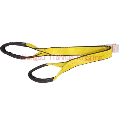 خرید زنجیر وب پلی استر زرد دارای یک نوار آبی در وسط تار، 9800 #/اینچ 2 لایه، هر انتها با چشم‌های پیچ خورده است. online manufacture